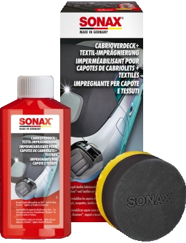 Комплект из средства для защиты крыш кабриолетов из ткани  и аппликатора SONAX Soft Top + Fabric Wat